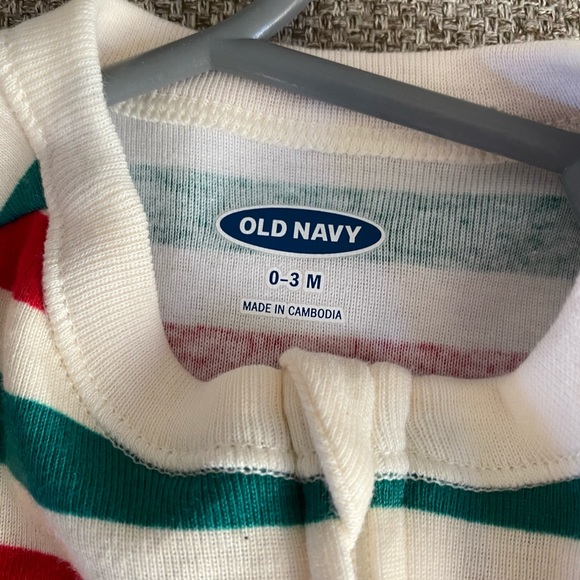 Red and green striped footie pajamas - Picture 3 of 3